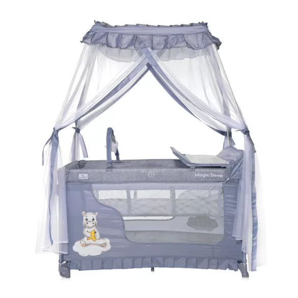 Lorelli Magic Sleep cestovná postieľka – Cool Grey Hippo