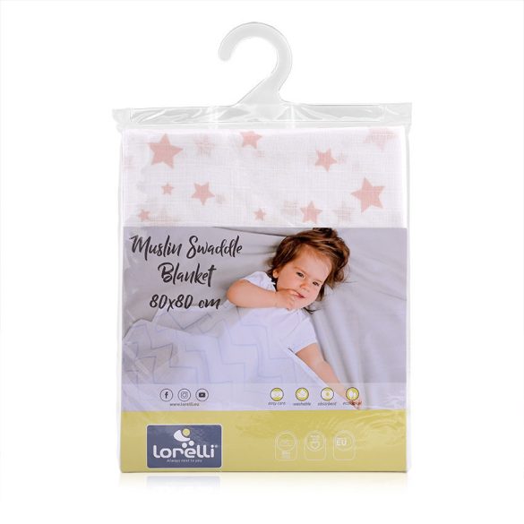 Lorelli mušelínová prikrývka pre deti 80x80 cm - White With Rose St