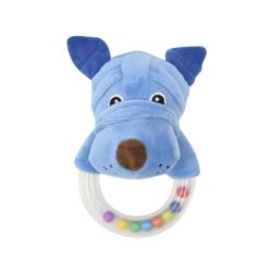 Lorelli Toys plyšová hrkálka s korálkami - Modrý psík