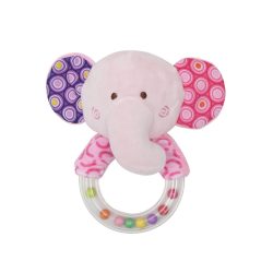 Lorelli Toys plyšová hrkálka s korálkami - Pink sloník