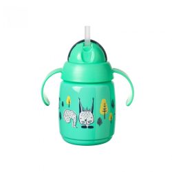   Tommee Tippee Superstar training straw netečúci hrnček so slamkou zelený 300ml