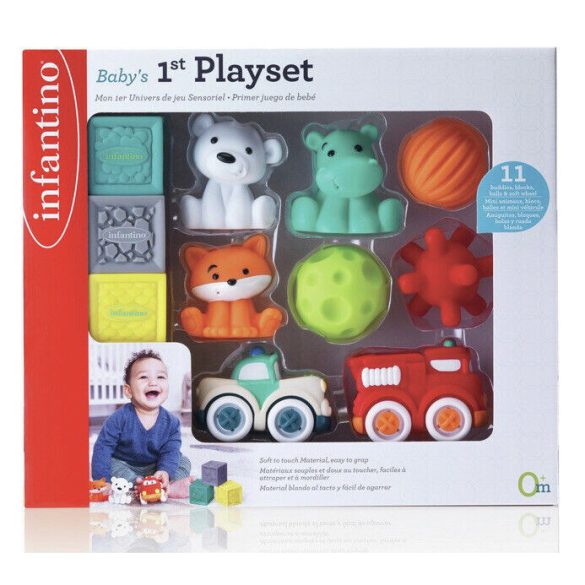 Infantino sada senzorických hračiek s autíčkami a zvieratkami 11 ks