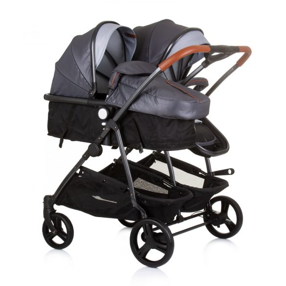 Chipolino Duo Smart kočík pre dvojičky - Silver Gray