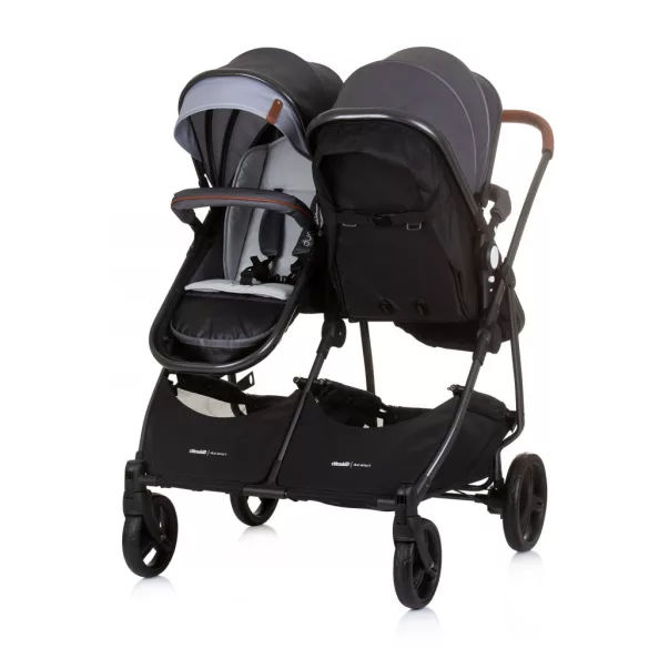 Chipolino Duo Smart kočík pre dvojičky - Silver Gray