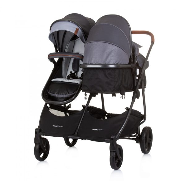 Chipolino Duo Smart kočík pre dvojičky - Silver Gray
