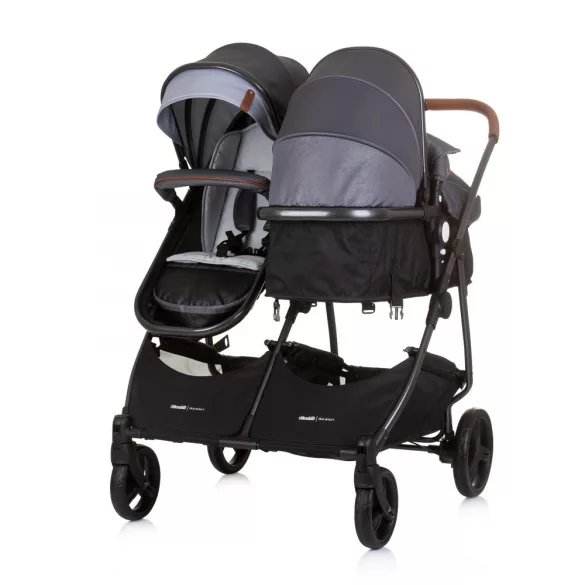 Chipolino Duo Smart kočík pre dvojičky - Silver Gray