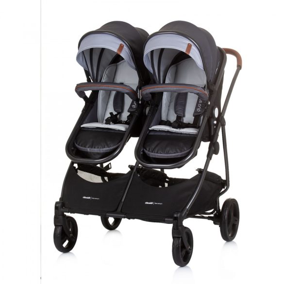 Chipolino Duo Smart kočík pre dvojičky - Silver Gray