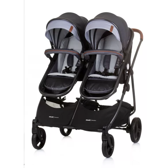 Chipolino Duo Smart kočík pre dvojičky - Silver Gray