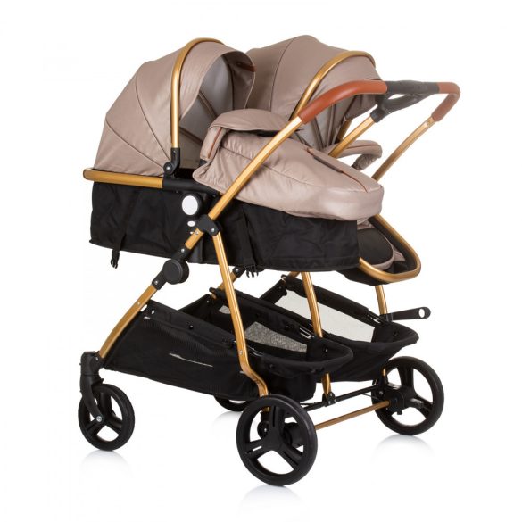 Chipolino Duo Smart kočík pre dvojičky - Golden Beige