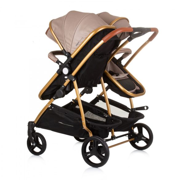 Chipolino Duo Smart kočík pre dvojičky - Golden Beige