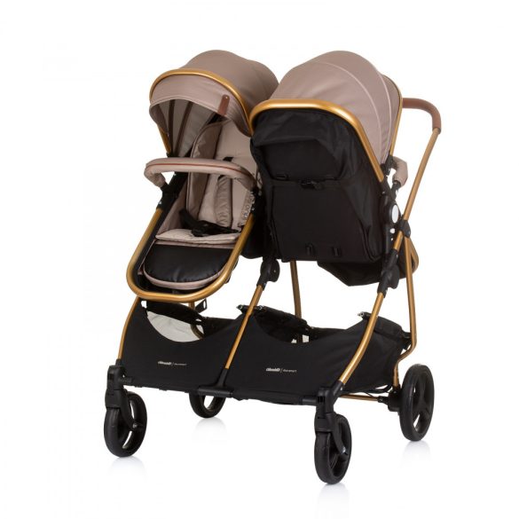 Chipolino Duo Smart kočík pre dvojičky - Golden Beige