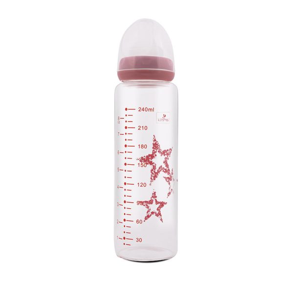 Baby Care sklenená antikoliková fľaša 240ml - Blush Pink