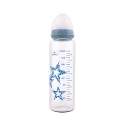 Baby Care sklenená anti-colic fľaša 240ml - Blue