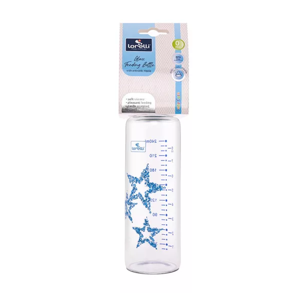 Baby Care sklenená anti-colic fľaša 240ml - Blue