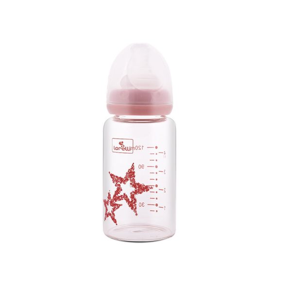 Baby Care sklenená antikoliková fľaša 120ml - Blush Pink