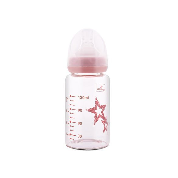 Baby Care sklenená antikoliková fľaša 120ml - Blush Pink