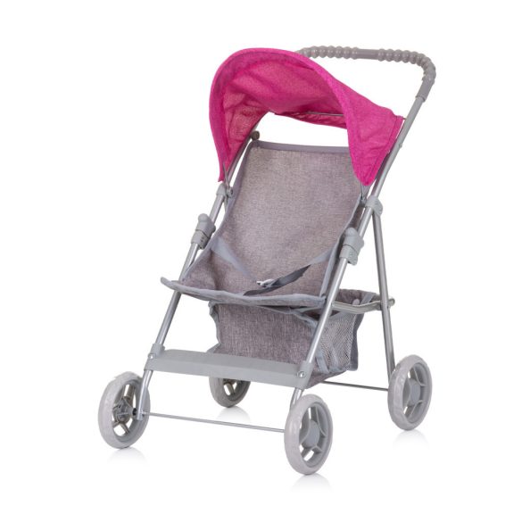 Chipolino Alice kočík pre bábiky - Grey/Pink linen