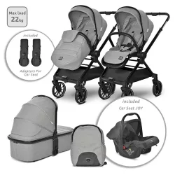   Multifunkčný kočík Lorelli Reya 3 v 1 s otočnou rukoväťou + autosedačka Joy – Grey