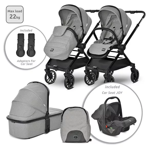 Multifunkčný kočík Lorelli Reya 3 v 1 s otočnou rukoväťou + autosedačka Joy – Grey