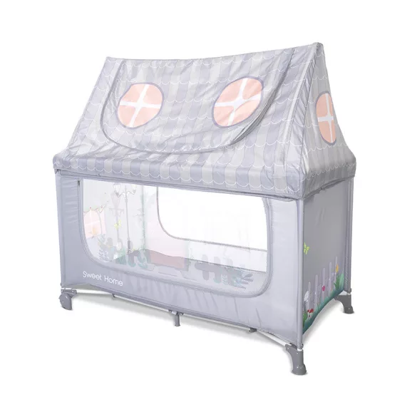 Lorelli Sweet Home 2, multifunkčná cestovná postieľka so strieškou – Grey