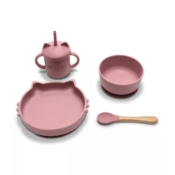   Lorelli prírodná silikónová súprava na kŕmenie 4 ks - Deep Pink