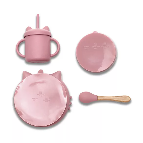 Lorelli prírodná silikónová súprava na kŕmenie 4 ks - Deep Pink