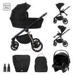 Lorelli Bianca 3v1 kočík pre novorodencov s nosičom Lorelli Aria Luxe – Black (2 kusy)