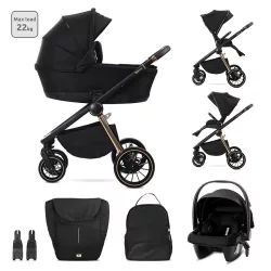   Lorelli Bianca 3v1 kočík pre novorodencov s nosičom Lorelli Aria Luxe – Black (2 kusy)