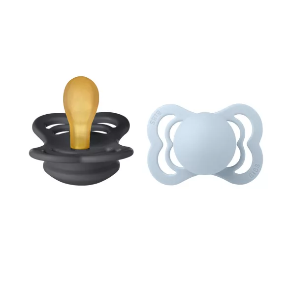 BIBS Supreme cumi 2-es szett, (Grafit/Pasztellkék), 0-6 hó