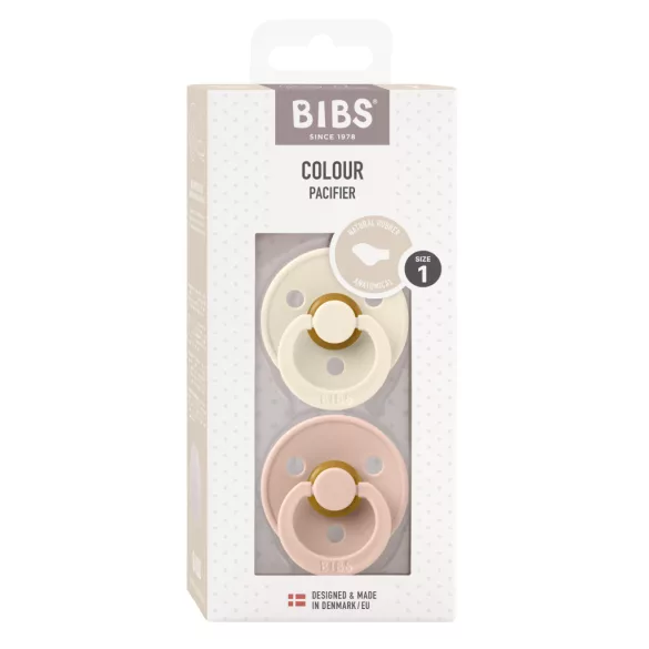 BIBS Colour 2-es szett, anatómiai cumifej, (Krémfehér/Púderrózsaszín), 0-6 hó