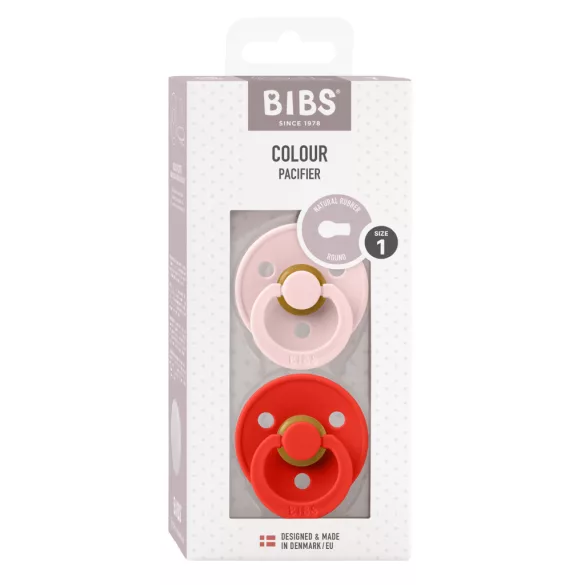 BIBS Colour 2-es szett, (Cseresznyevirág/Pirospiros), 0-6 hó