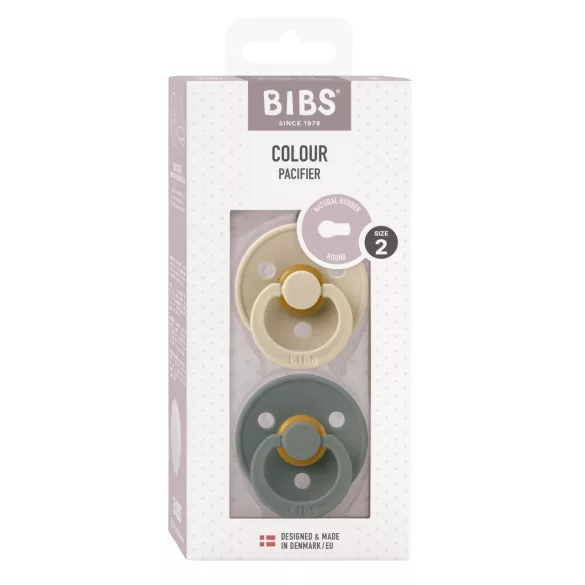 BIBS Colour 2-es szett, (Vanília/Fenyőzöld), 6-18 hó