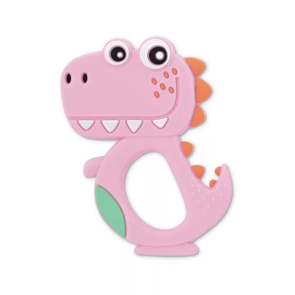 Baby Care szilikon rágóka - Dino Lucky Pink