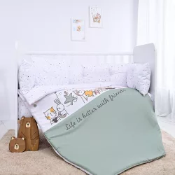   Sada posteľnej bielizne Lorelli Lilly, 60x120 – Happy Friends Mint