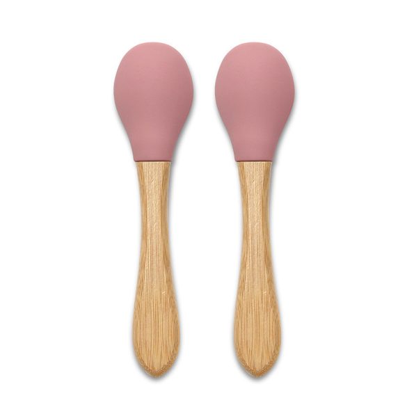 Lorelli silikónovo-bambusové lyžičky 2 ks - deep pink