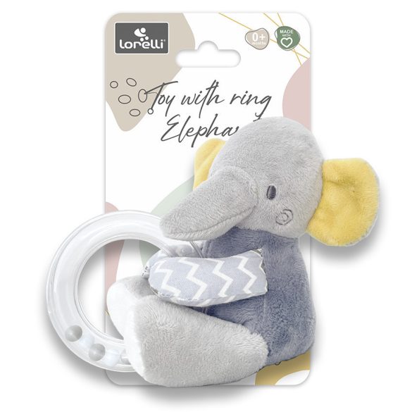 Lorelli Toys plyšová hračka s krúžkom - Grey Elephant