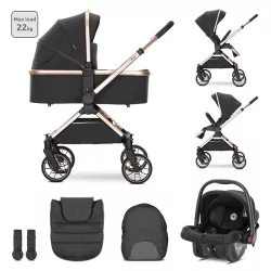   Lorelli Reya 3v1 multifunkčný kočík s otočnou rukoväťou + autosedačka Joy - Black Jasper