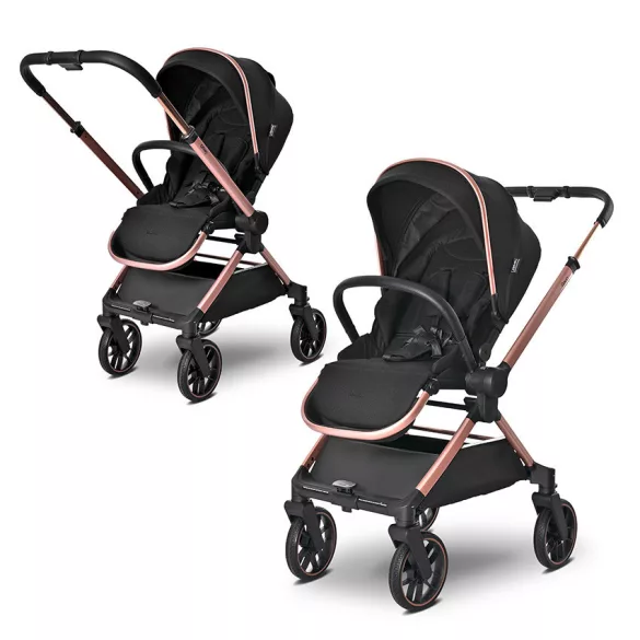 Lorelli Reya 3v1 multifunkčný kočík s otočnou rukoväťou + autosedačka Joy - Black Jasper