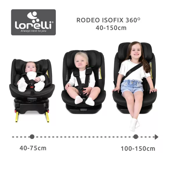 Lorelli Rodeo 360 isofix autosedačka 40-150cm - Black
