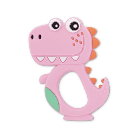 Baby Care silikónové hryzátko - Dino Lucky Pink