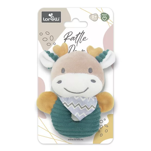 Lorelli Toys Plyšový hrkálkový krúžok – Modrý jeleň