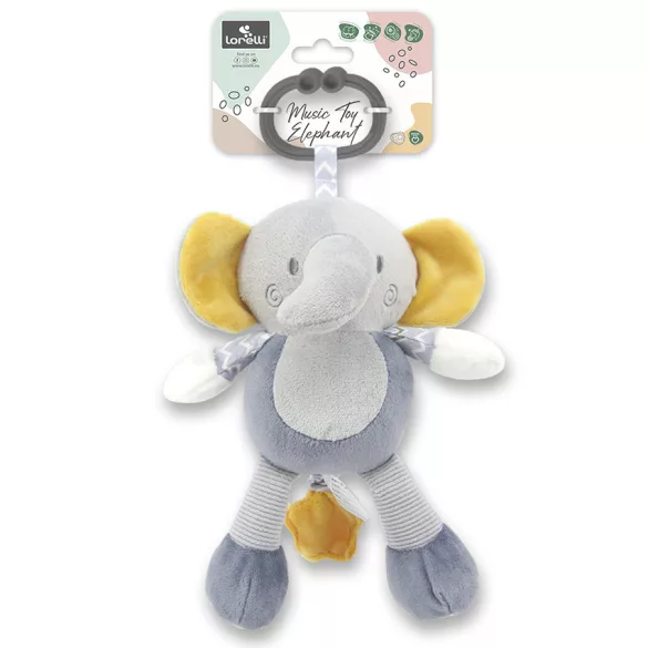 Lorelli Toys plyšová hračka s hudbou – sivý slon