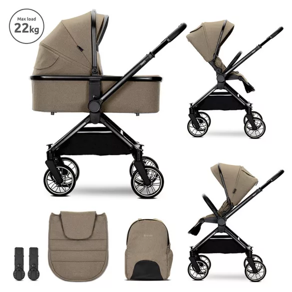 Lorelli Reya 2v1 multifunkčný kočík s otočnou rukoväťou – Beige
