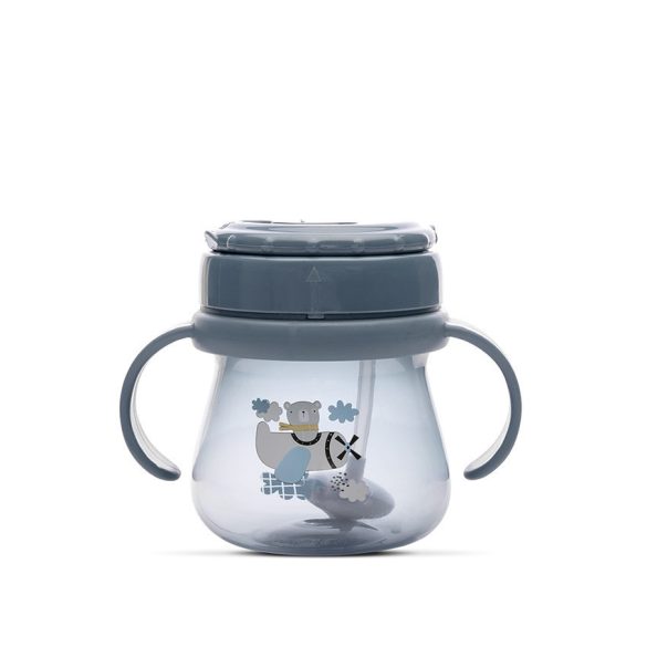 Baby Care detský hrnček so slamkou a uškami 250ml - Blue
