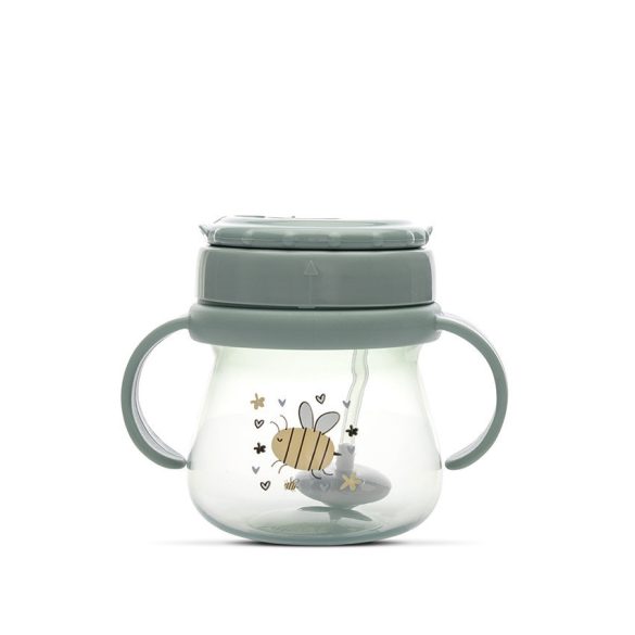 Baby Care detský hrnček so slamkou a uškami 250ml - Green