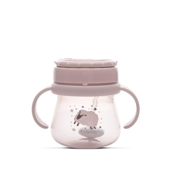 Baby Care detský hrnček so slamkou a uškami 250ml - Rose