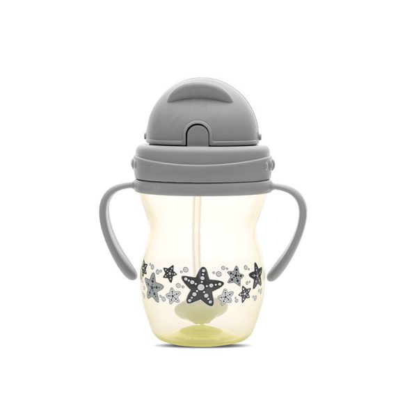 Baby Care hrnček s uškami a slamkou 275ml - Grey/Yellow