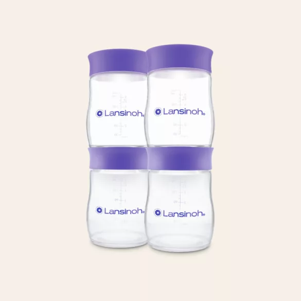 Lansinoh fľaša na uchovávanie materského mlieka s viečkom 160 ml, 4 ks