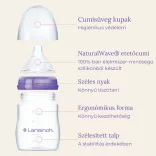 Lansinoh fľaša so stredne rýchlou savičkou + viečko, 240 ml