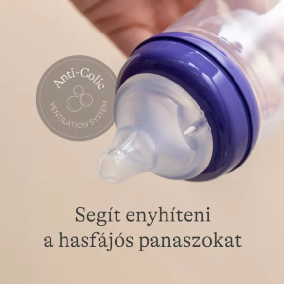 Lansinoh fľaša so stredne rýchlou savičkou + viečko, 240 ml